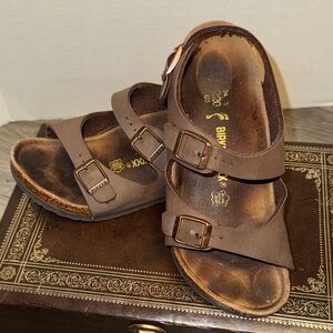 Birkenstock Kids Brown Triple Buckle Sandals